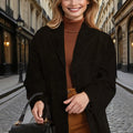 Veste Blazer Effet Daim — Revers Crantés, Manteau Décontracté Boutonné