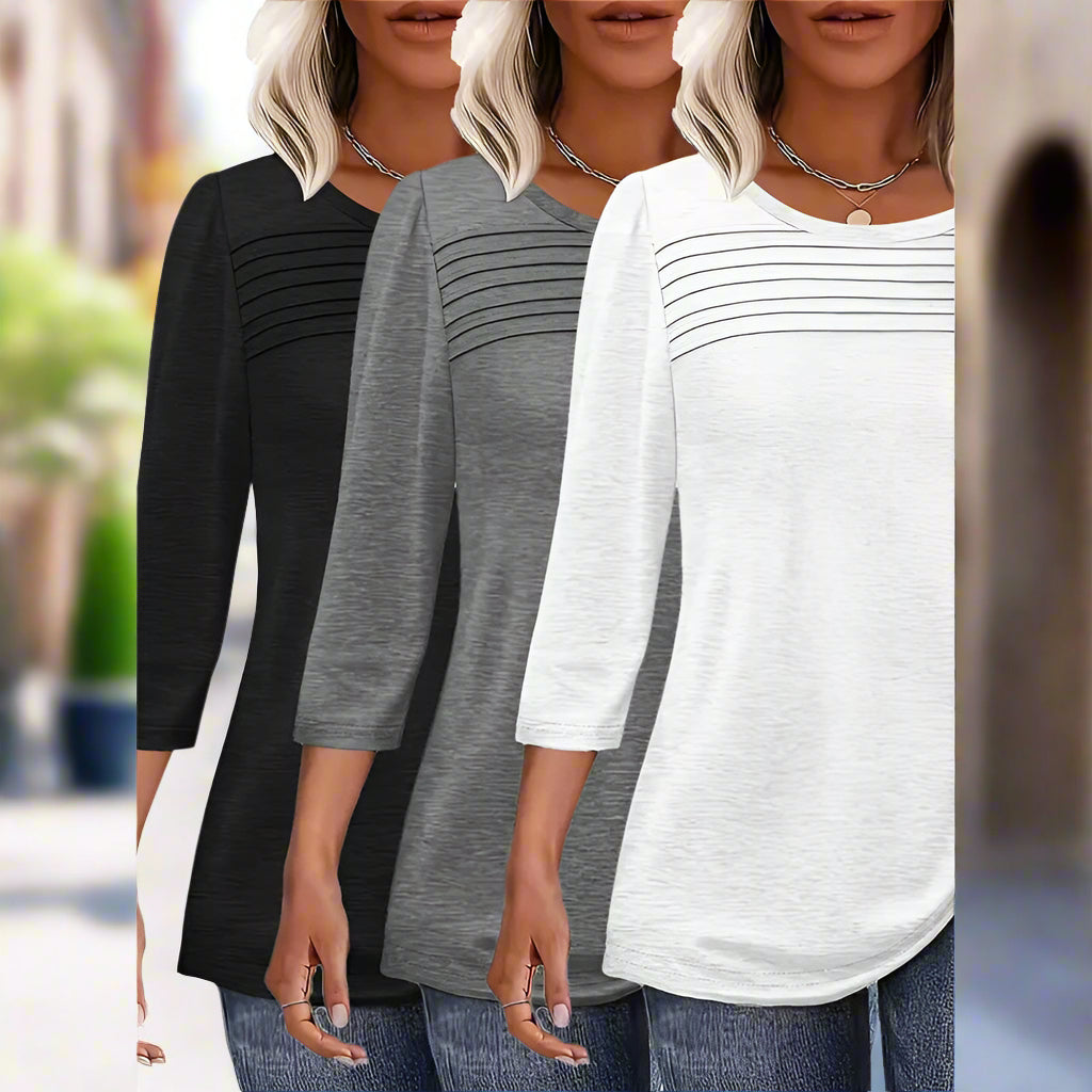 Ensemble de 3 tuniques pour femme à manches trois-quarts