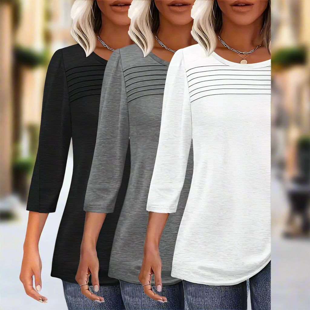 Ensemble de 3 tuniques pour femme à manches trois-quarts