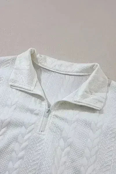 Sweat-shirt à manches longues et quart de zip texturé