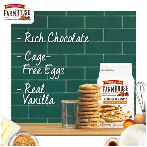 Biscuits fins et croustillants au caramel et au chocolat au lait Farmhouse de Pepperidge Farm, sac de 195 g