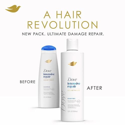 Dove Shampoo Réparation Intensive Pour Cheveux Abîmés Avec Technologie Bio-Protein Care Et Sérum Amino 12 Fl Oz