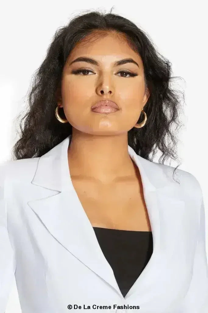 Blazer long femme De La Crème col tailleur habillé