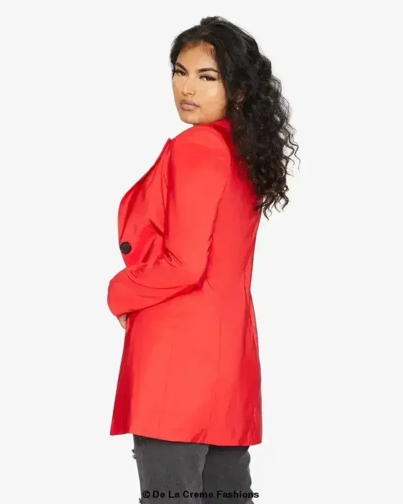 Blazer long femme De La Crème col tailleur habillé