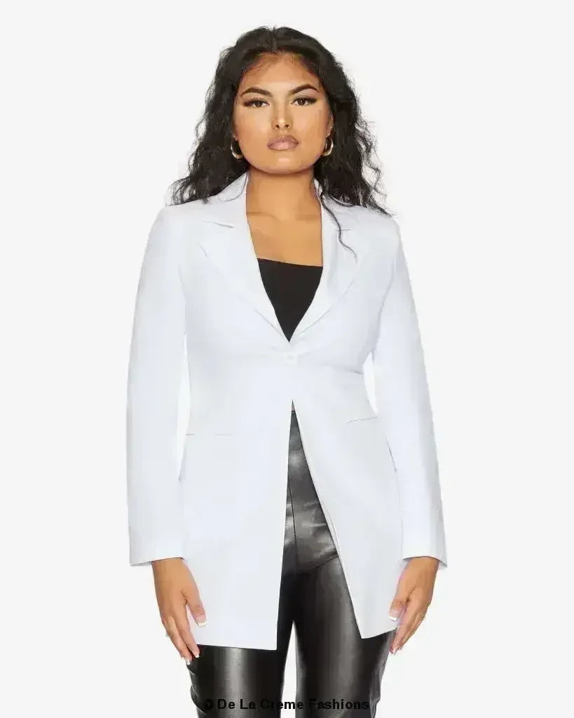 Blazer long femme De La Crème col tailleur habillé