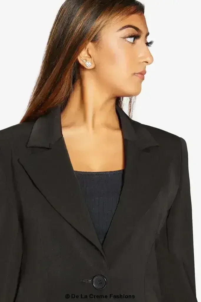 Blazer long femme De La Crème col tailleur habillé
