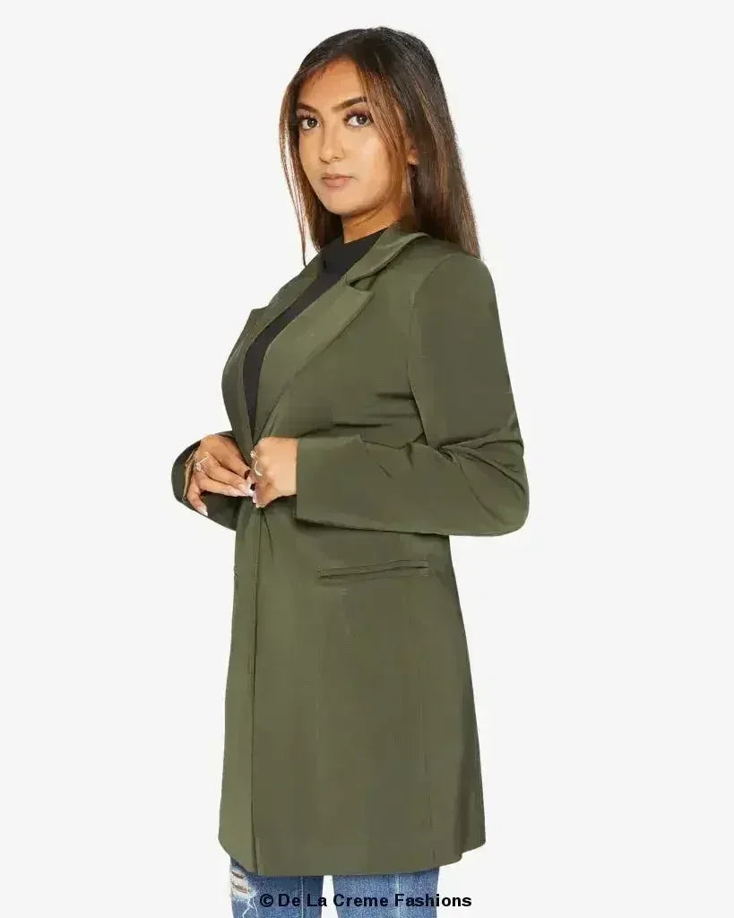 Blazer long femme De La Crème col tailleur habillé
