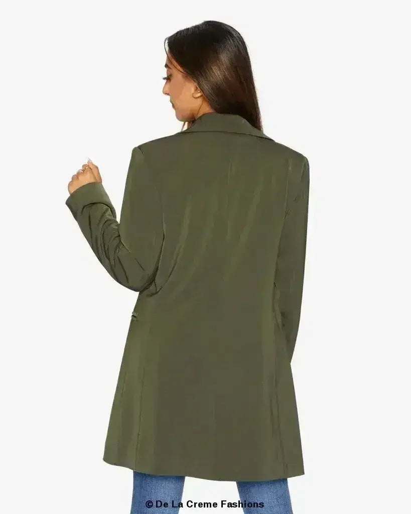 Blazer long femme De La Crème col tailleur habillé