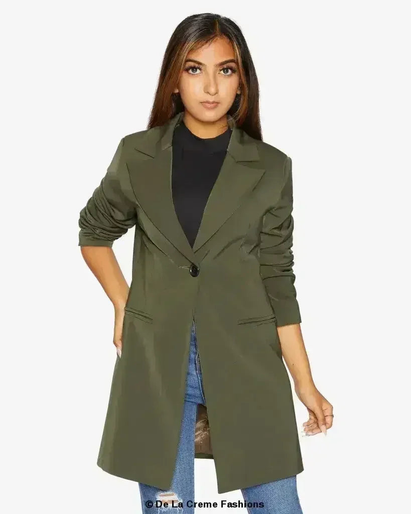 Blazer long femme De La Crème col tailleur habillé