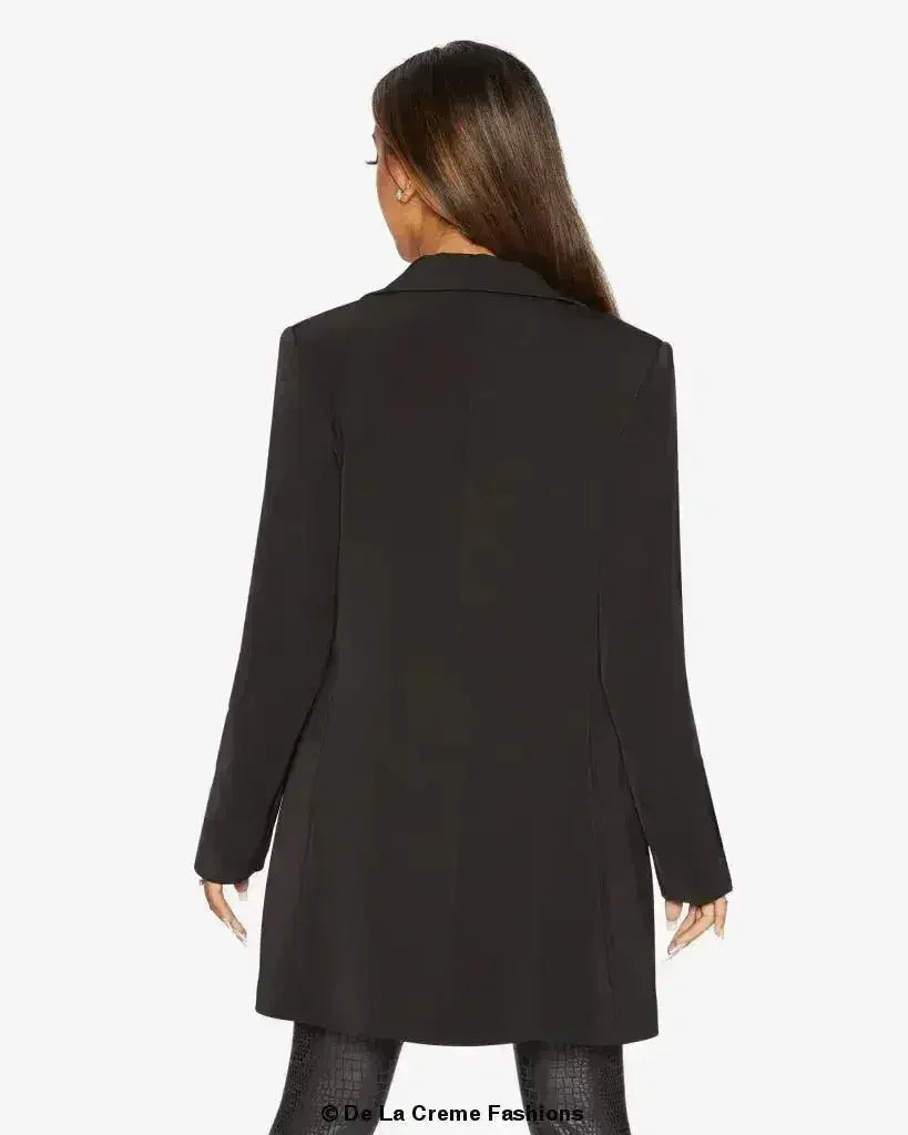 Blazer long femme De La Crème col tailleur habillé