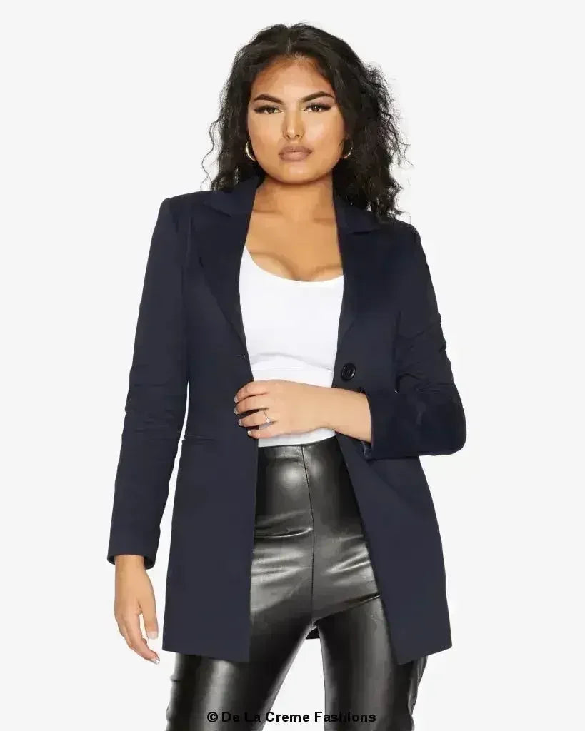 Blazer long femme De La Crème col tailleur habillé