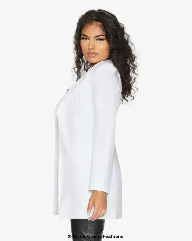 Blazer long femme De La Crème col tailleur habillé