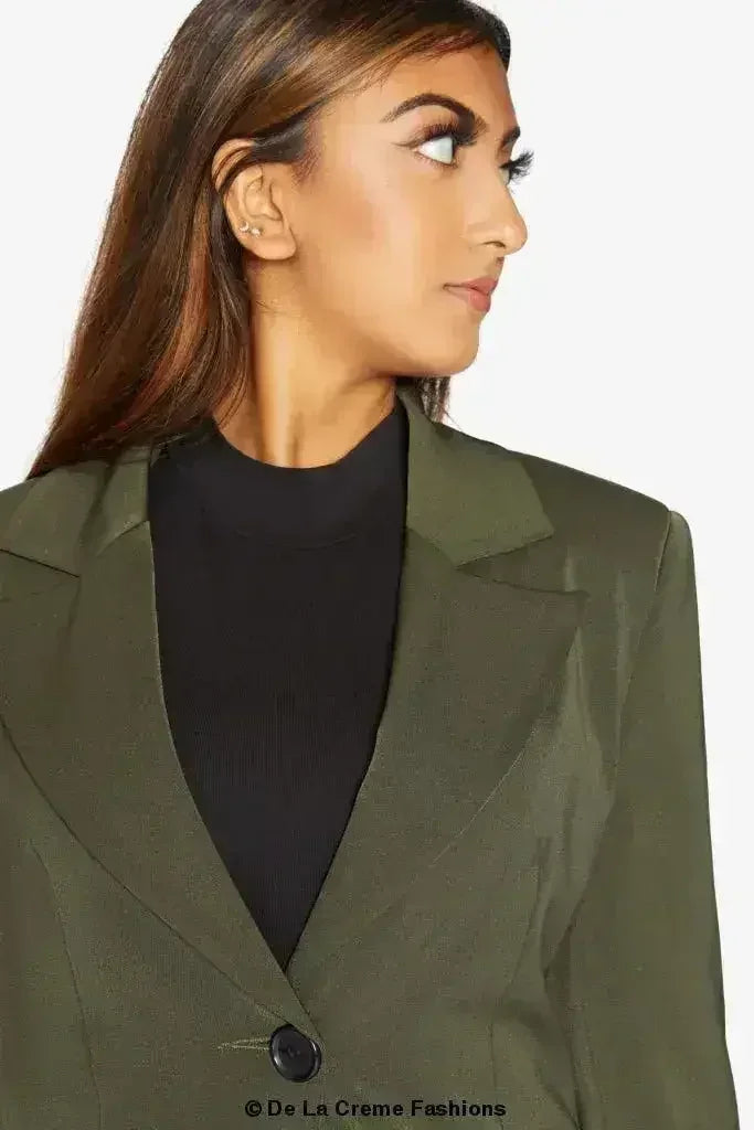Blazer long femme De La Crème col tailleur habillé