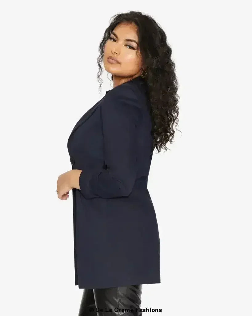 Blazer long femme De La Crème col tailleur habillé