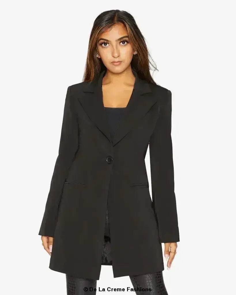 Blazer long femme De La Crème col tailleur habillé