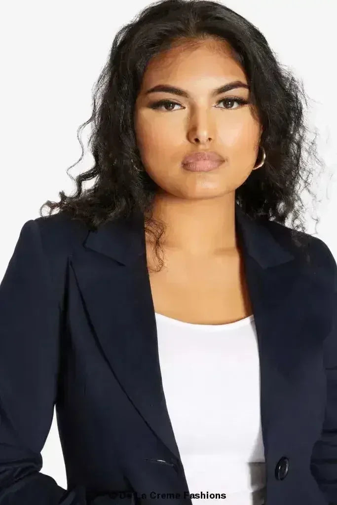 Blazer long femme De La Crème col tailleur habillé