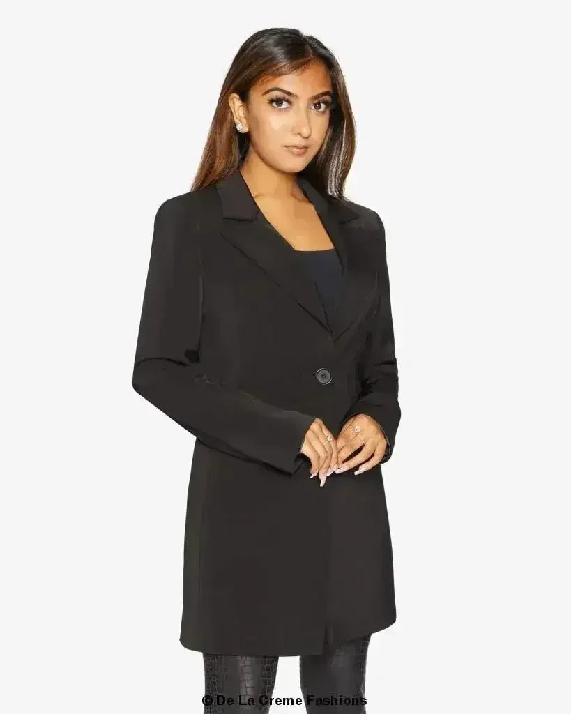 Blazer long femme De La Crème col tailleur habillé