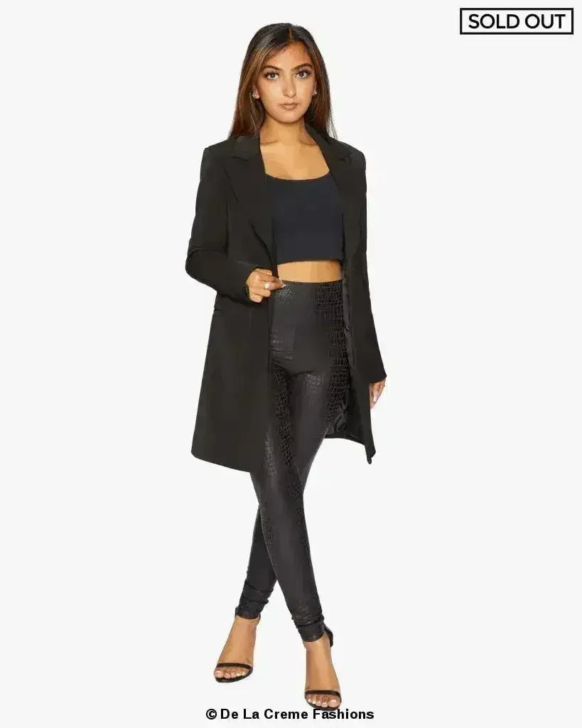 Blazer long femme De La Crème col tailleur habillé