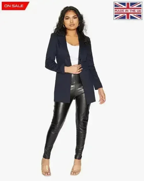 Blazer long femme De La Crème col tailleur habillé
