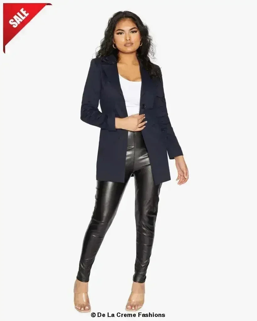 Blazer long femme De La Crème col tailleur habillé