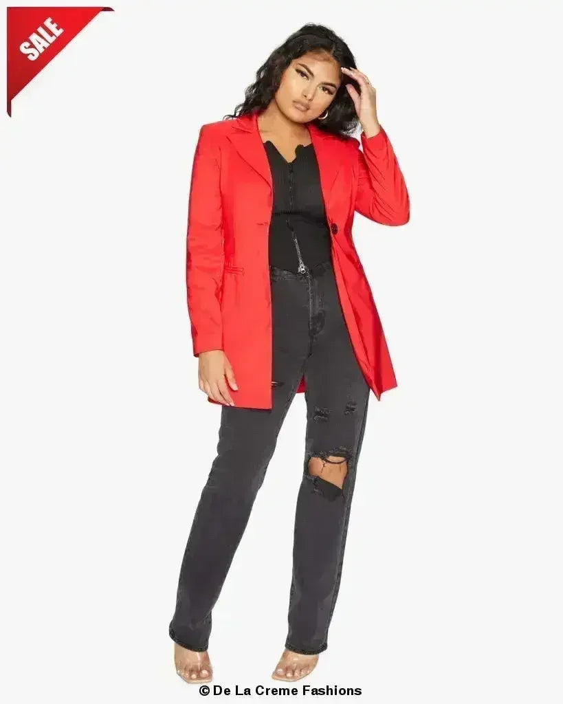 Blazer long femme De La Crème col tailleur habillé