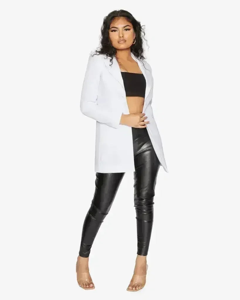 Blazer long femme De La Crème col tailleur habillé