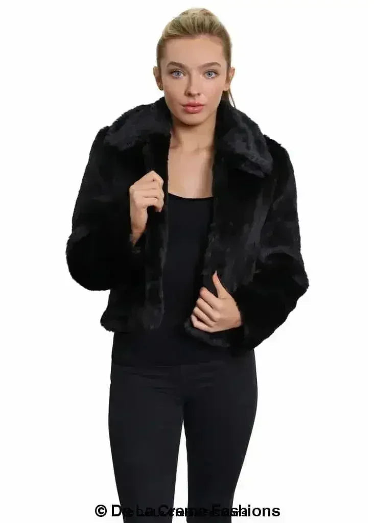 Blouson aviateur court en fausse fourrure De La Creme pour femme