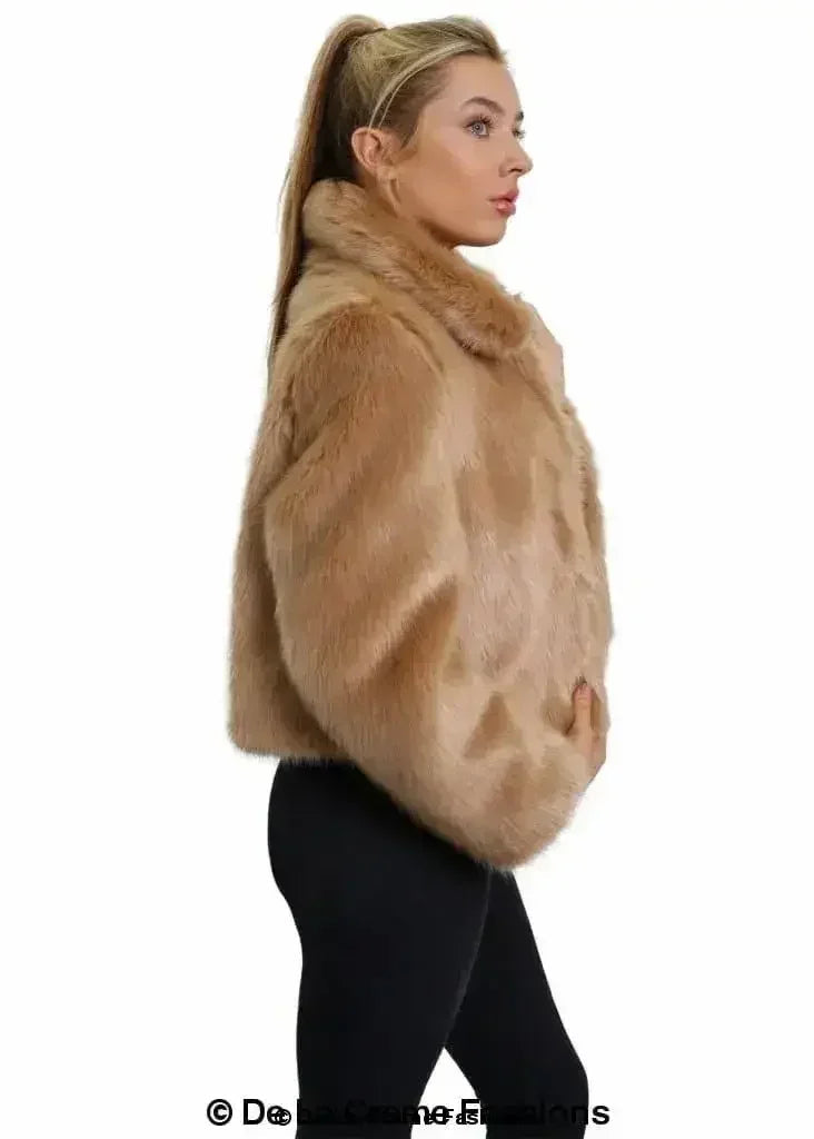 Blouson aviateur court en fausse fourrure De La Creme pour femme
