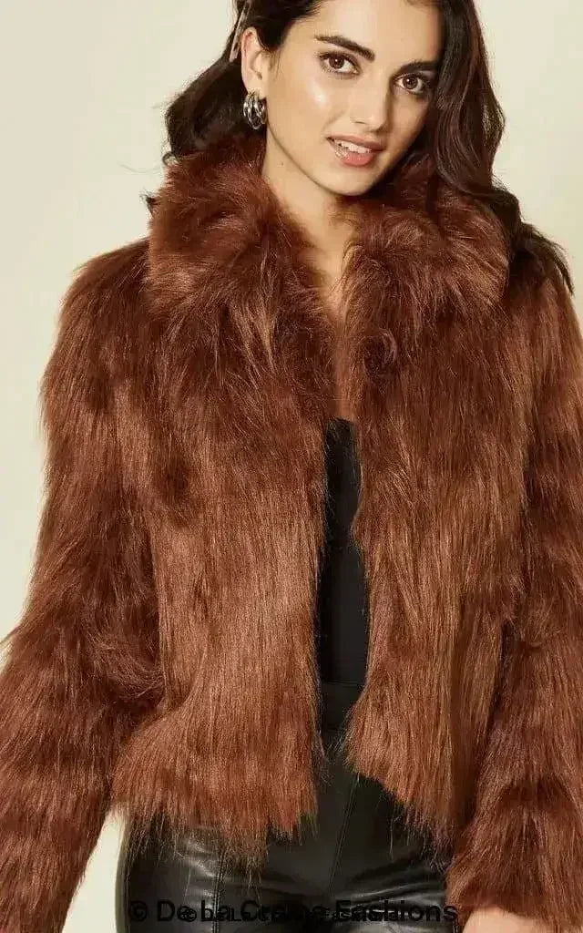 Blouson aviateur court en fausse fourrure De La Creme pour femme