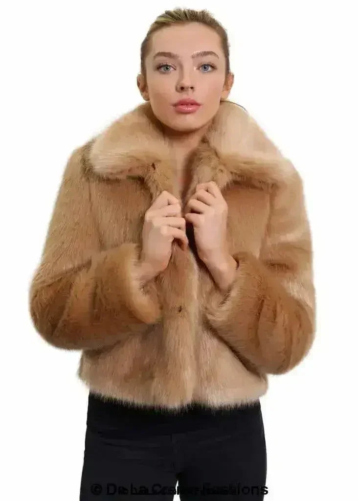 Blouson aviateur court en fausse fourrure De La Creme pour femme