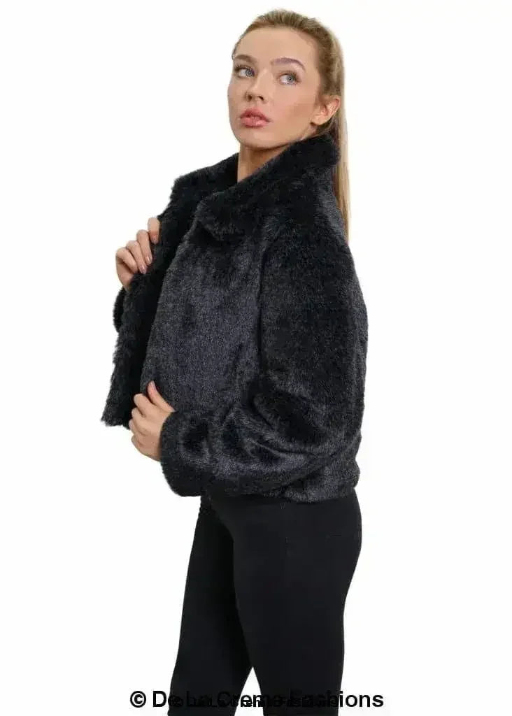 Blouson aviateur court en fausse fourrure De La Creme pour femme