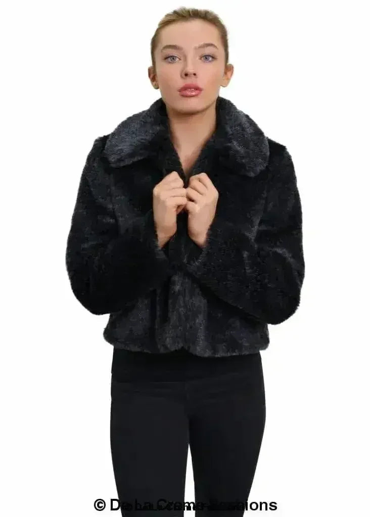 Blouson aviateur court en fausse fourrure De La Creme pour femme