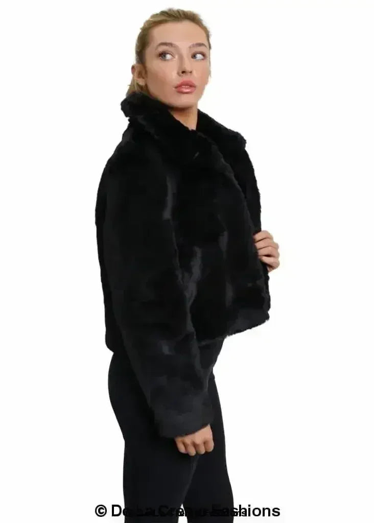 Blouson aviateur court en fausse fourrure De La Creme pour femme