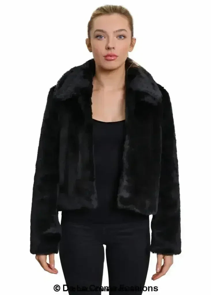Blouson aviateur court en fausse fourrure De La Creme pour femme
