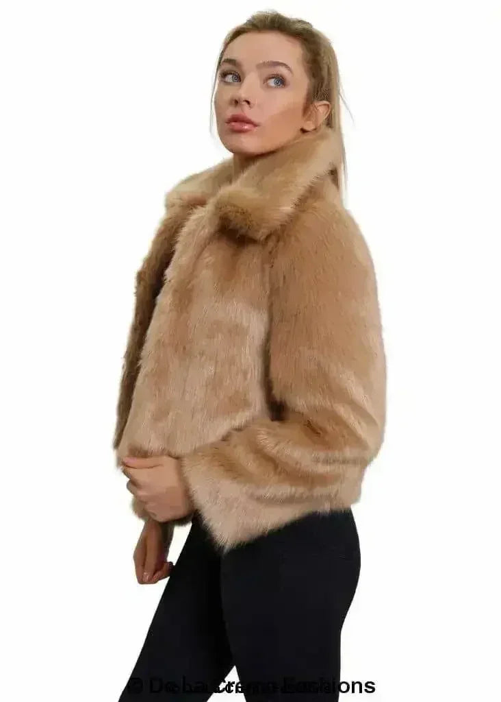 Blouson aviateur court en fausse fourrure De La Creme pour femme