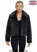 Blouson aviateur court en fausse fourrure De La Creme pour femme