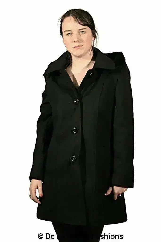 De La Creme - Manteau à capuche avec bordure en fausse fourrure pour femme
