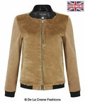 De La Creme - Blouson aviateur zippé pour femme en fausse fourrure
