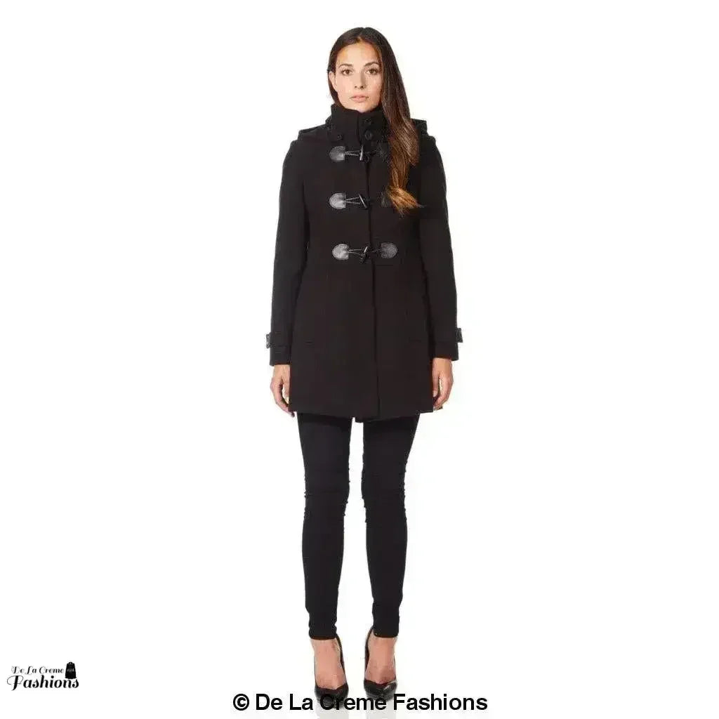 Manteau ajusté à capuche avec brandebourgs