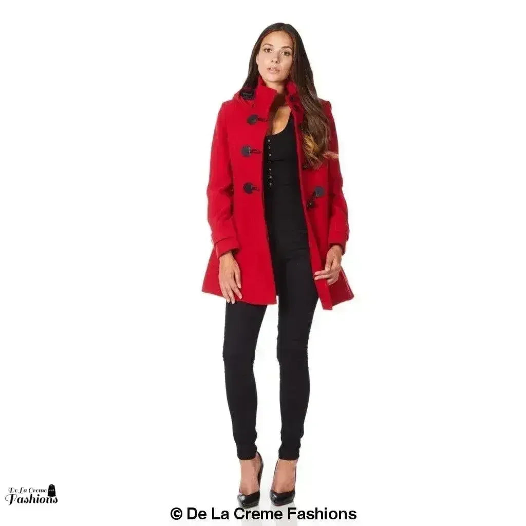 Manteau ajusté à capuche avec brandebourgs