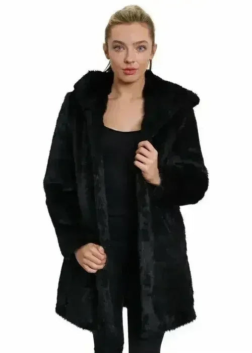 De La Creme - Veste de luxe en fausse fourrure pour femme Manteau d'hiver à capuche pour femme