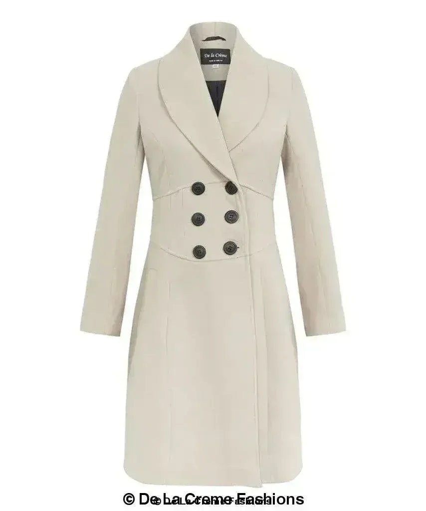 De La Crème - Manteau croisé femme coupe slim à col roulé