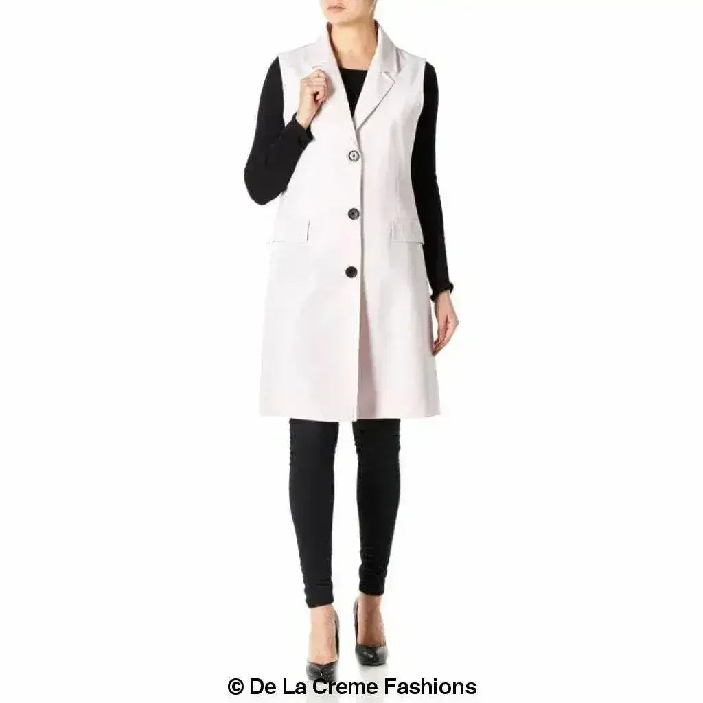 De La Creme - Veste sans manches mi-longue pour femme - Collection Printemps/Été