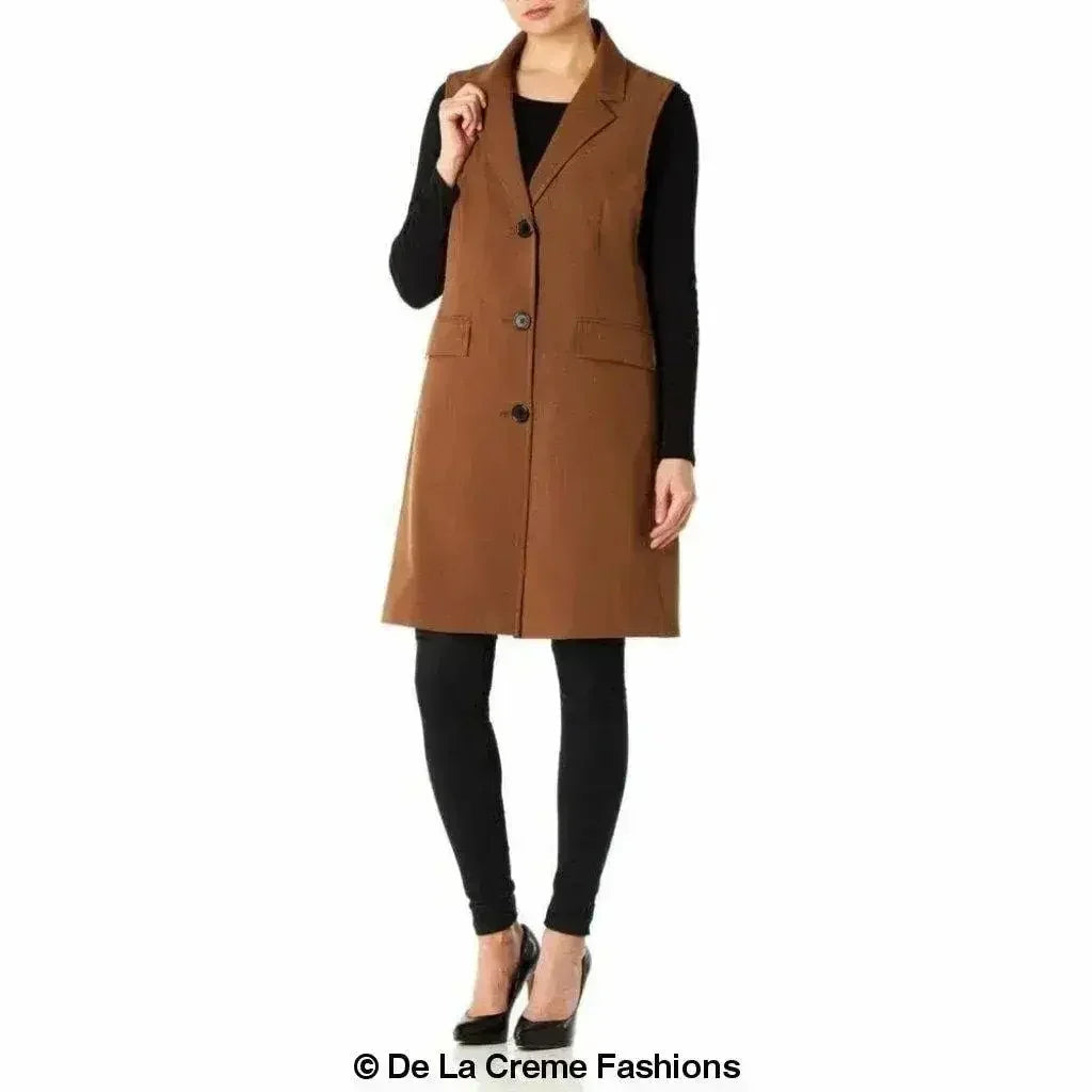De La Creme - Veste sans manches mi-longue pour femme - Collection Printemps/Été