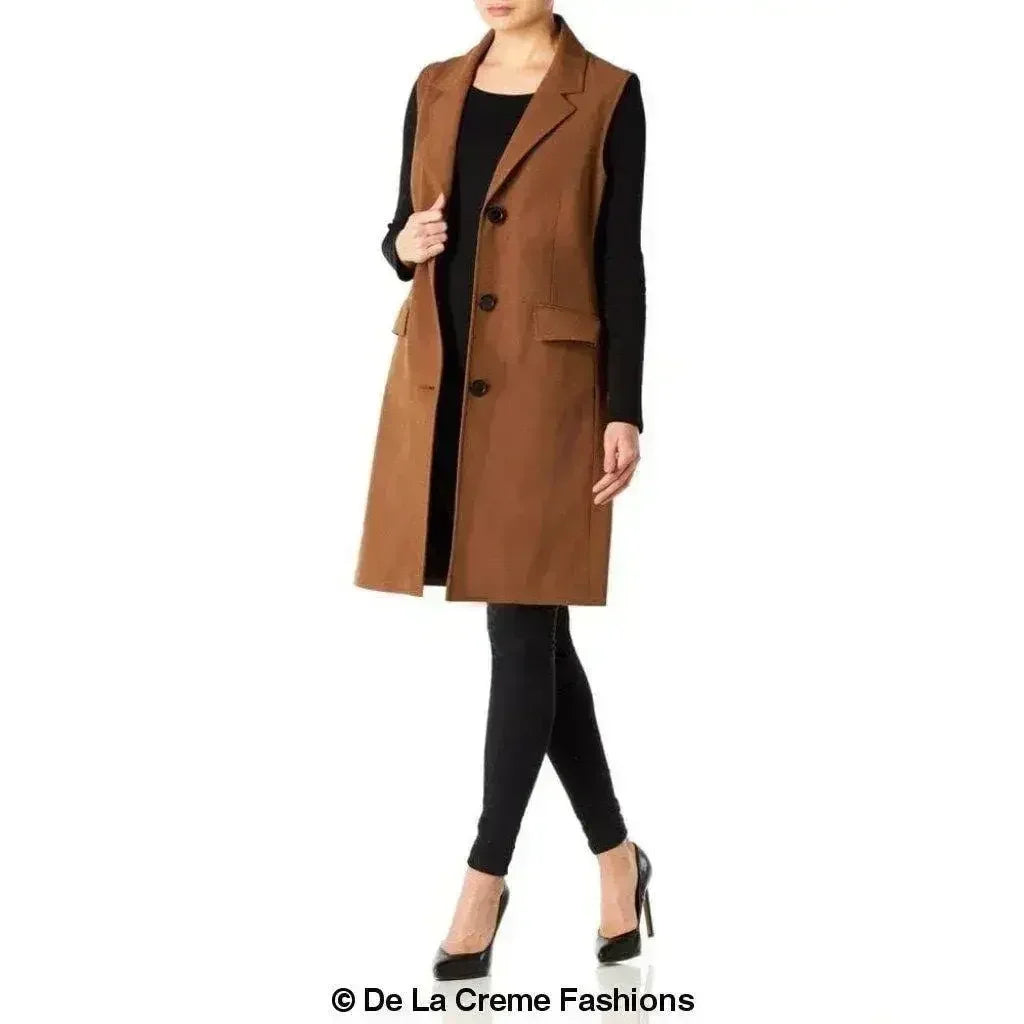 De La Creme - Veste sans manches mi-longue pour femme - Collection Printemps/Été