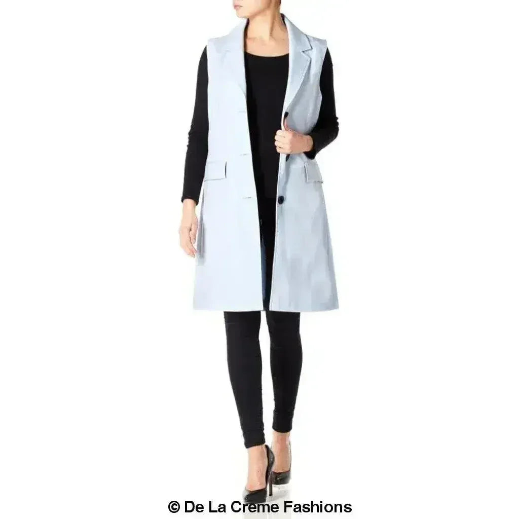 De La Creme - Veste sans manches mi-longue pour femme - Collection Printemps/Été