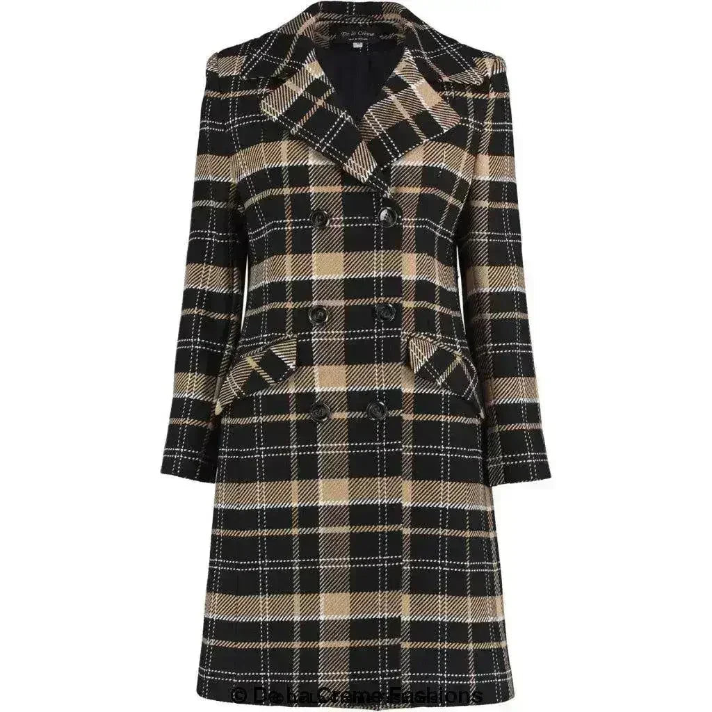 Manteau croisé en mélange de laine à carreaux écossais