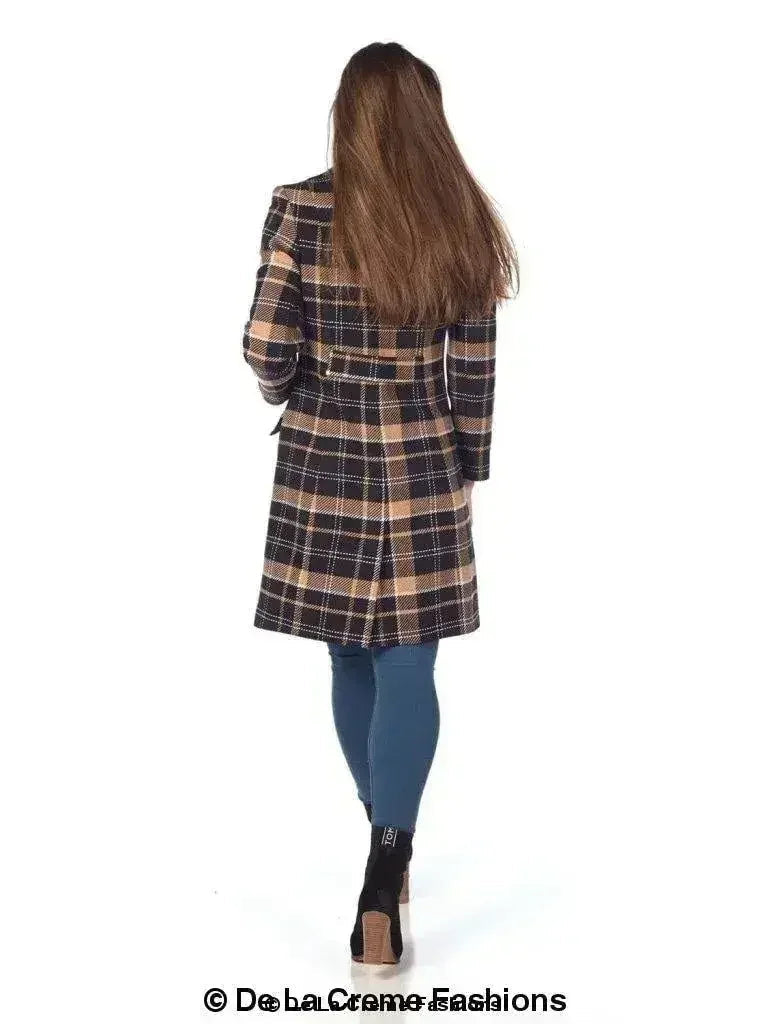 Manteau croisé en mélange de laine à carreaux écossais