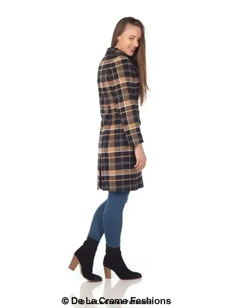 Manteau croisé en mélange de laine à carreaux écossais