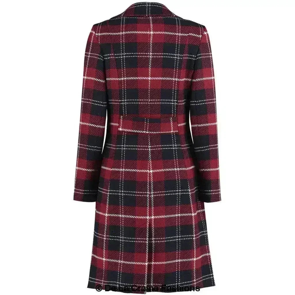 Manteau croisé en mélange de laine à carreaux écossais